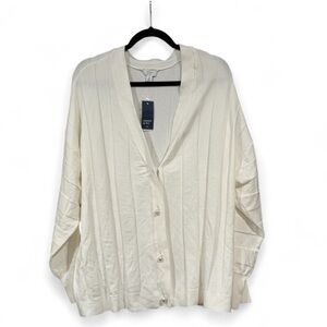 Crown & Ivy Women's Atlas Ivory Cardigan Sweater with Pearl Button Detail 3X NWT